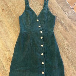 Corduroy button-up dress, with pockets--size medium